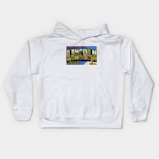 Greetings from Lincoln, Nebraska - Vintage Large Letter Postcard Kids Hoodie